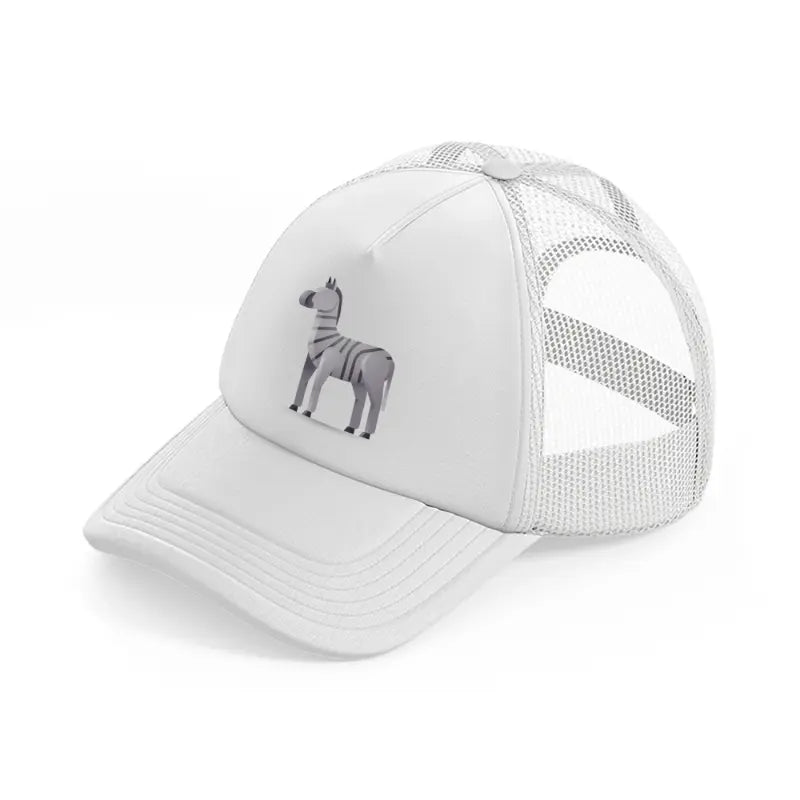 027 zebra white trucker hat