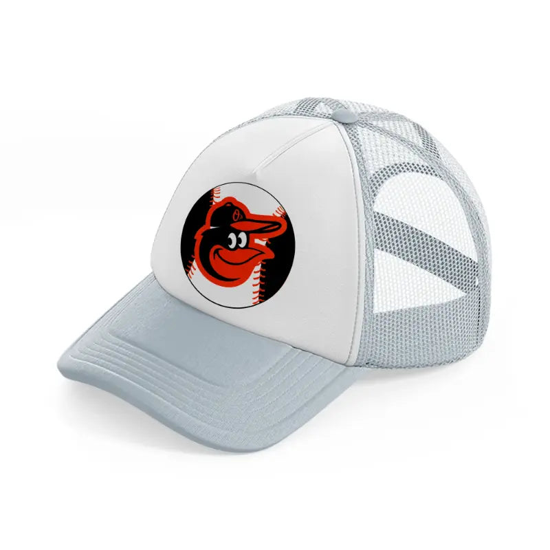 baltimore orioles baseball ball grey trucker hat