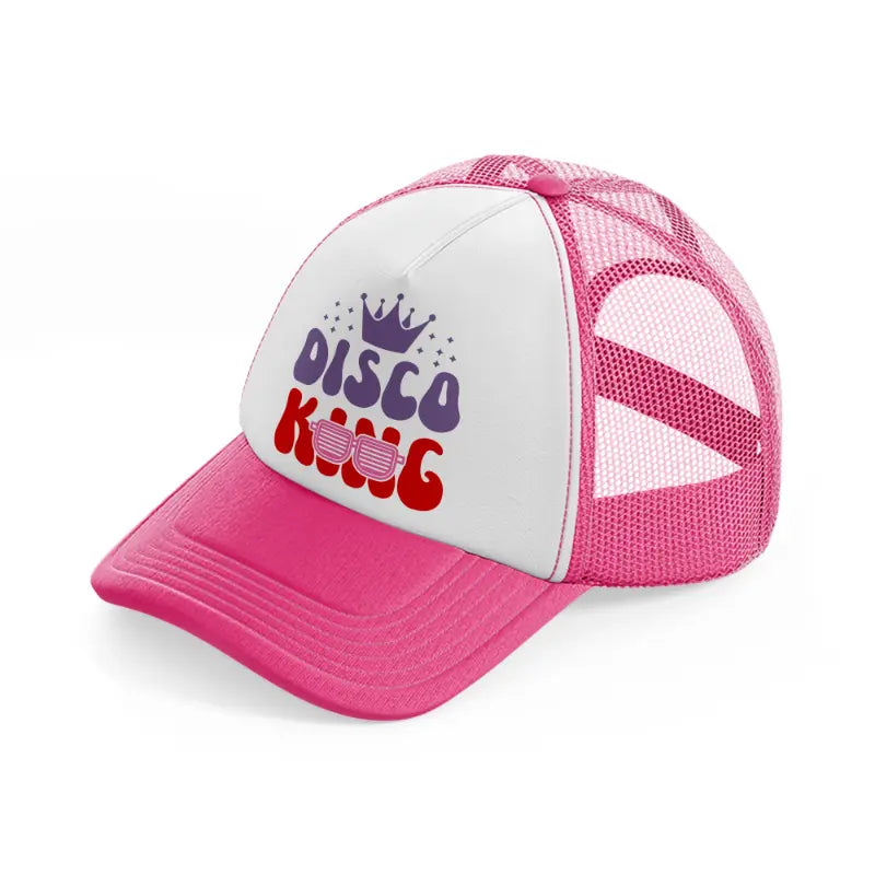 disco king neon pink trucker hat