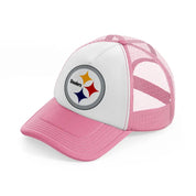 pittsburgh steelers badge pink and white trucker hat