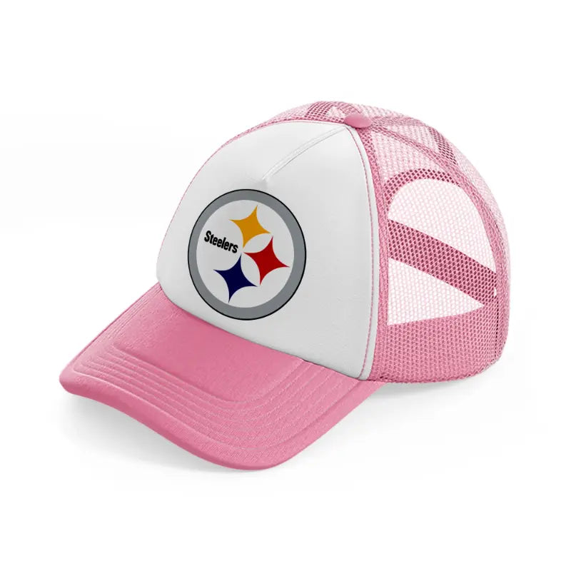 pittsburgh steelers badge pink and white trucker hat