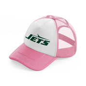 new york jets text pink and white trucker hat