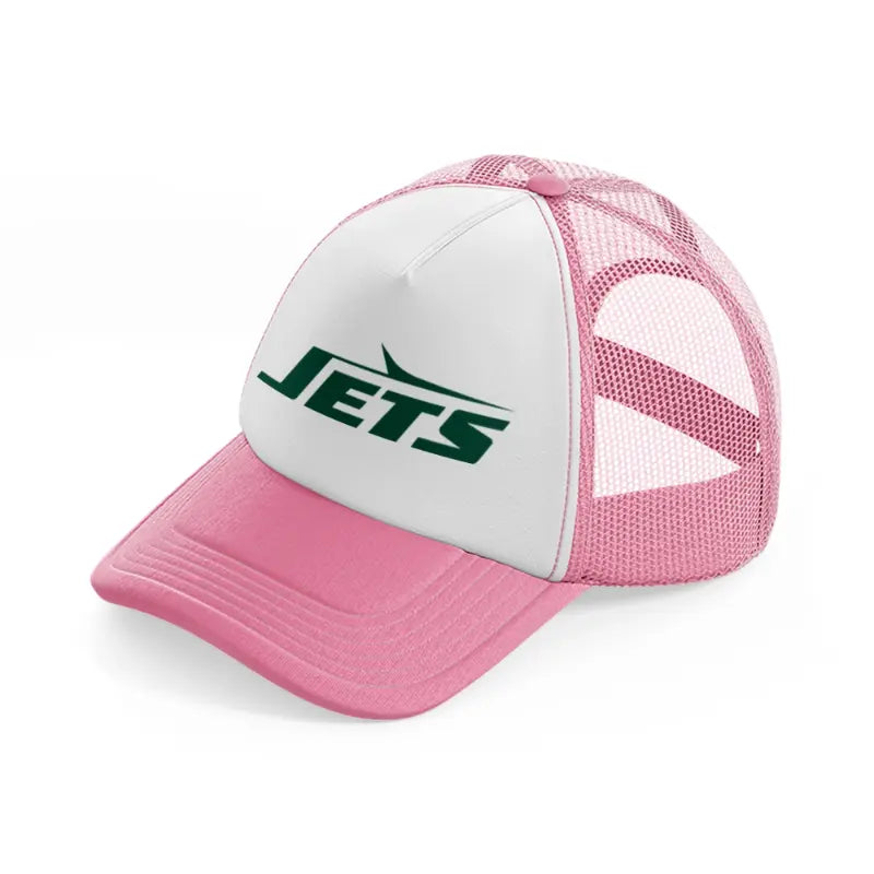 new york jets text pink and white trucker hat