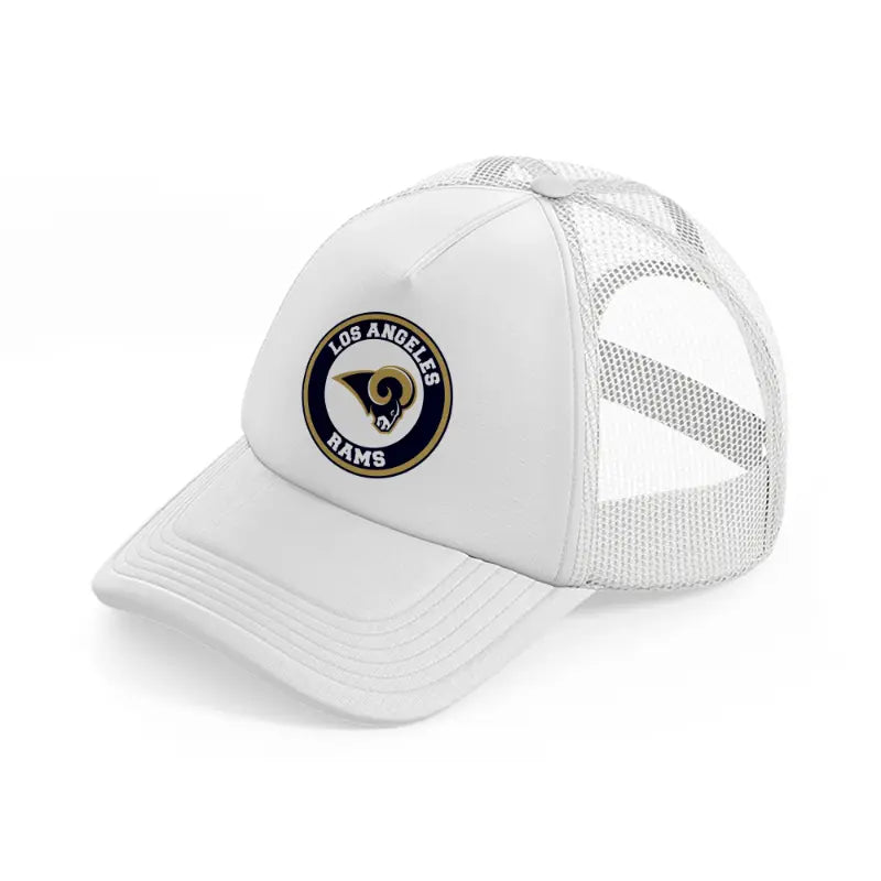 los angeles rams blue badge white trucker hat