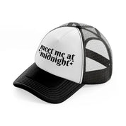 meet me at midnight black and white trucker hat