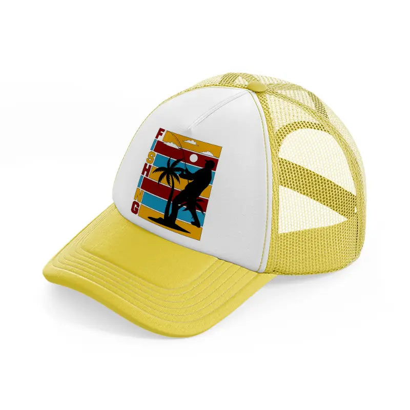 fishing retro yellow trucker hat
