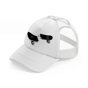 broken skateboard white trucker hat