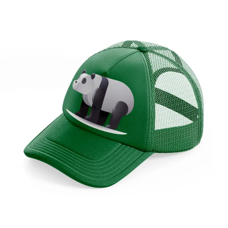 002 panda bear green trucker hat
