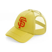sf orange emblem gold trucker hat