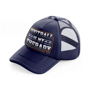 football is my therapy navy blue trucker hat