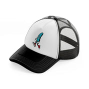walking surfboard black and white trucker hat