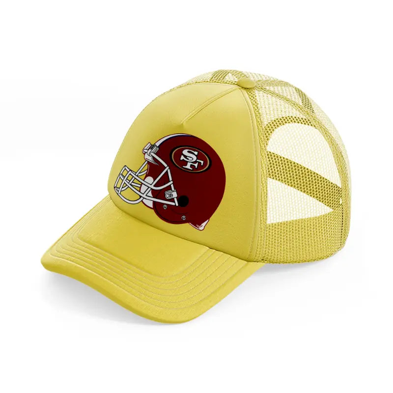 49ers red helmet gold trucker hat