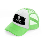 pirate flag lime green trucker hat