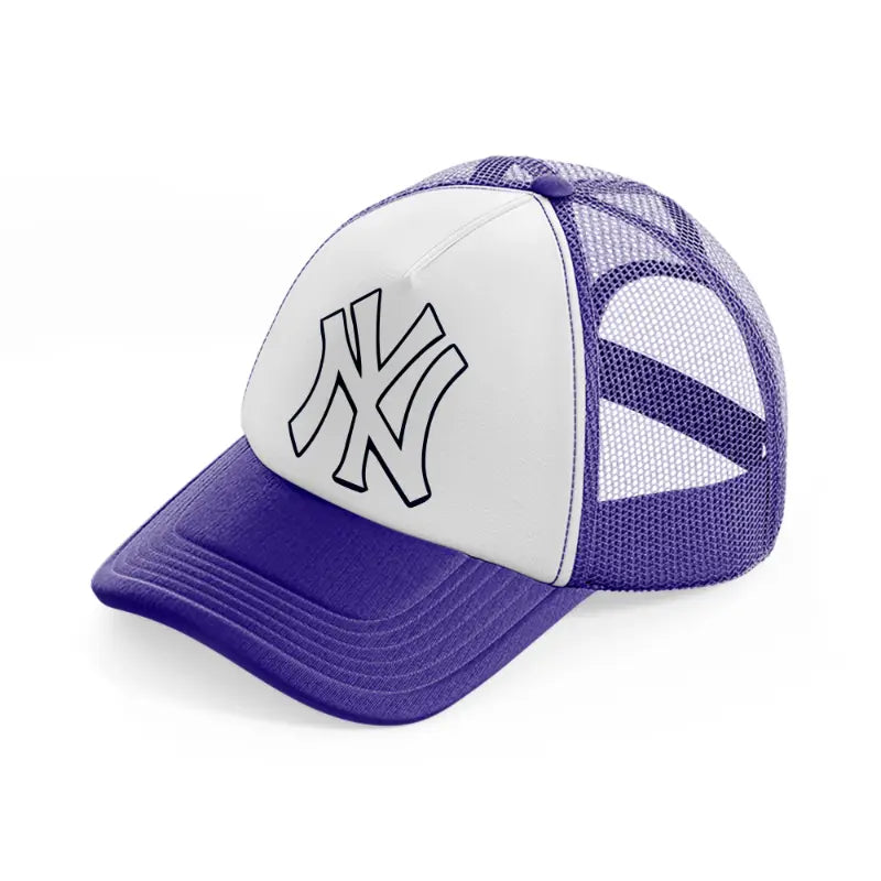 newyork yankees white emblem purple trucker hat