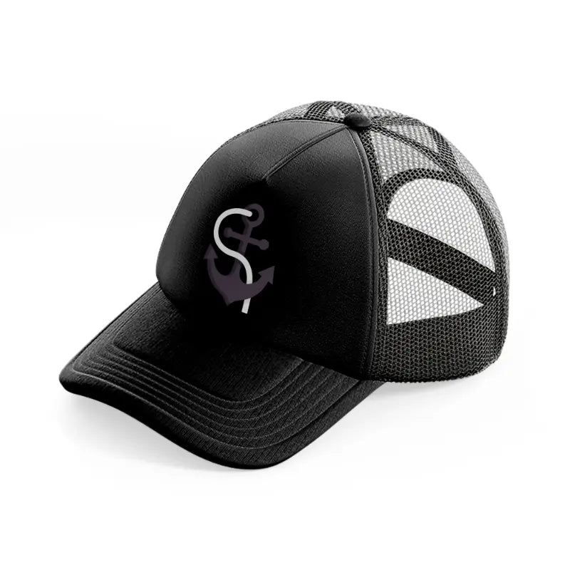 anchor black trucker hat