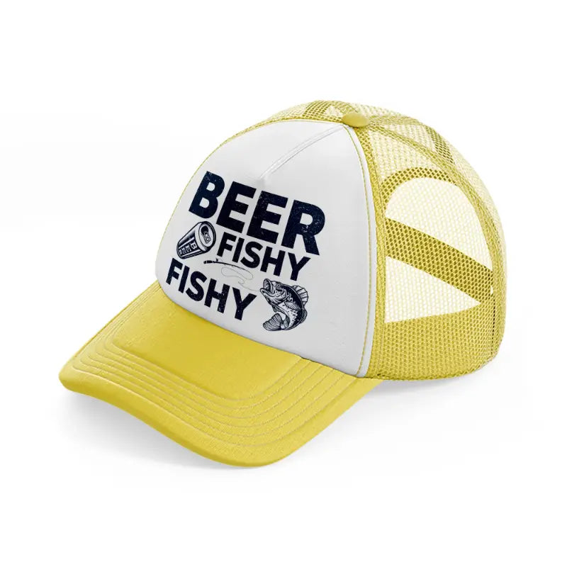 beer fishy fishy yellow trucker hat