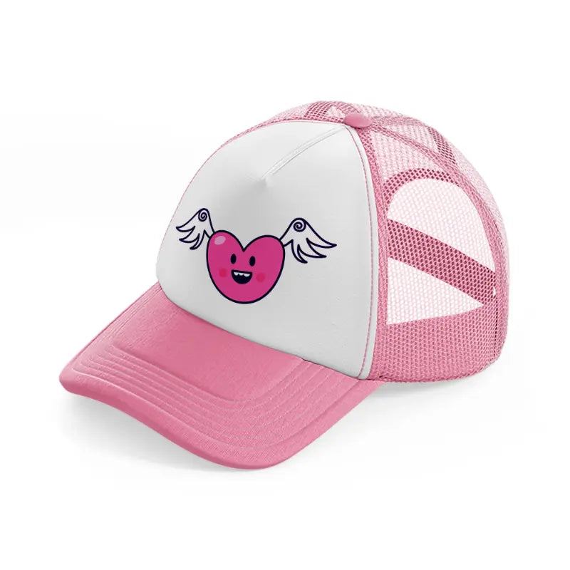 flying heart pink and white trucker hat