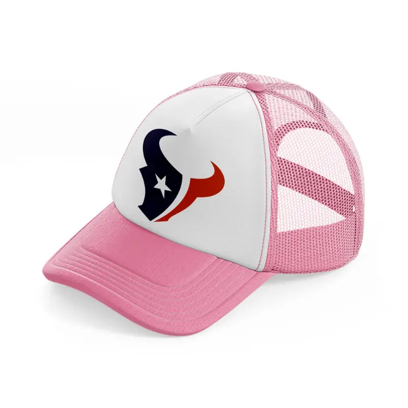 houston texans emblem pink and white trucker hat