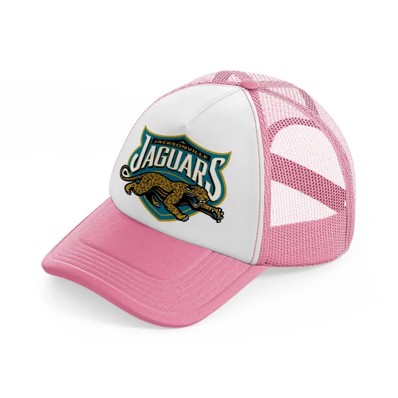 jacksonville jaguars badge-pink-and-white-trucker-hat