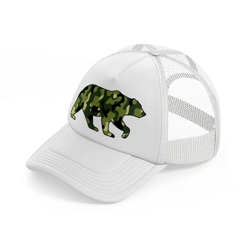 camo bear white trucker hat