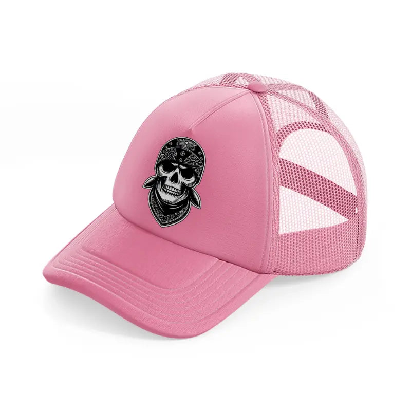 bandana head skull-pink-trucker-hat