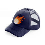 fire golf ball navy blue trucker hat