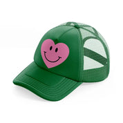 smiley face heart-green-trucker-hat