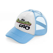 the sarcastic one sky blue trucker hat