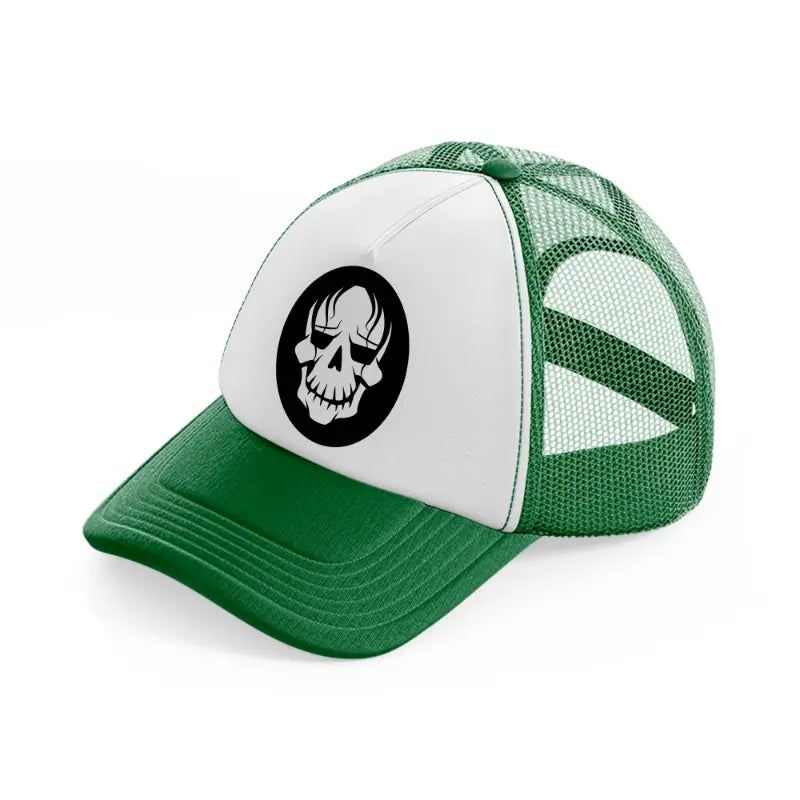 halloween skull green and white trucker hat