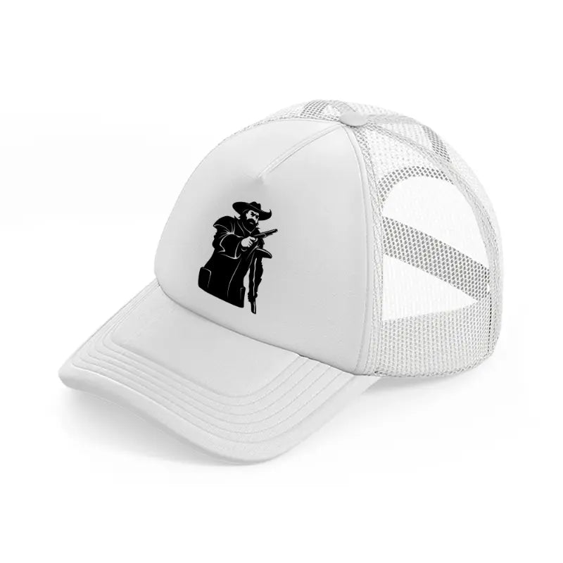 pirate captain & gun white trucker hat