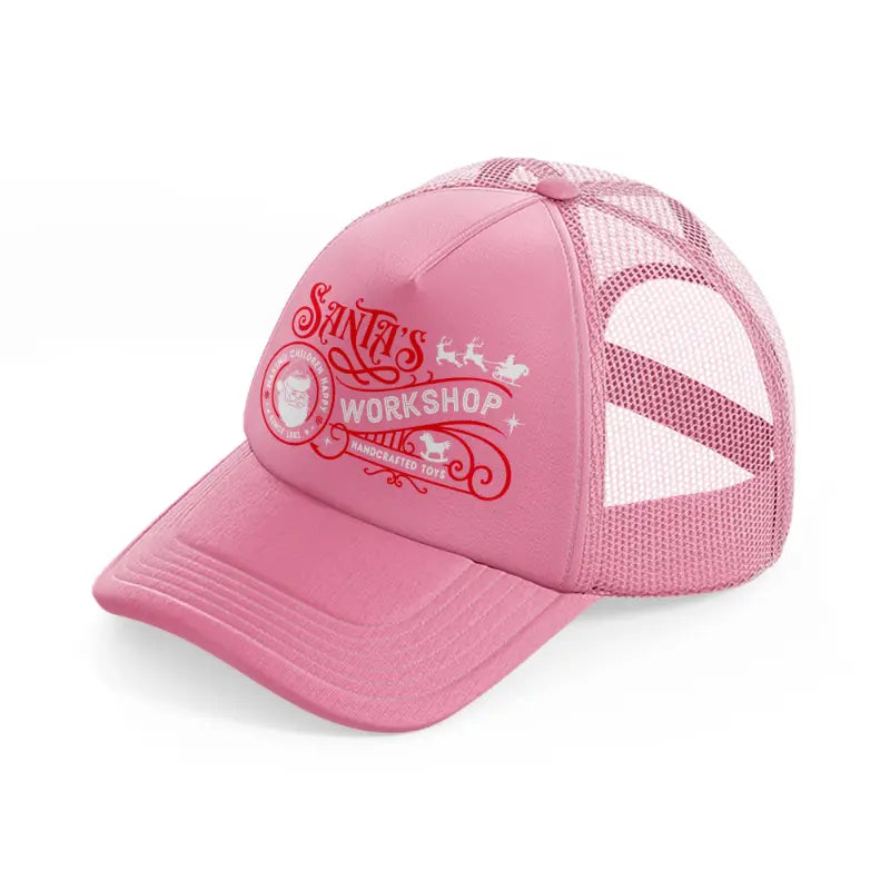 santa's workshop handcrafted toys-pink-trucker-hat