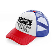 proceed at your own risk multicolor trucker hat