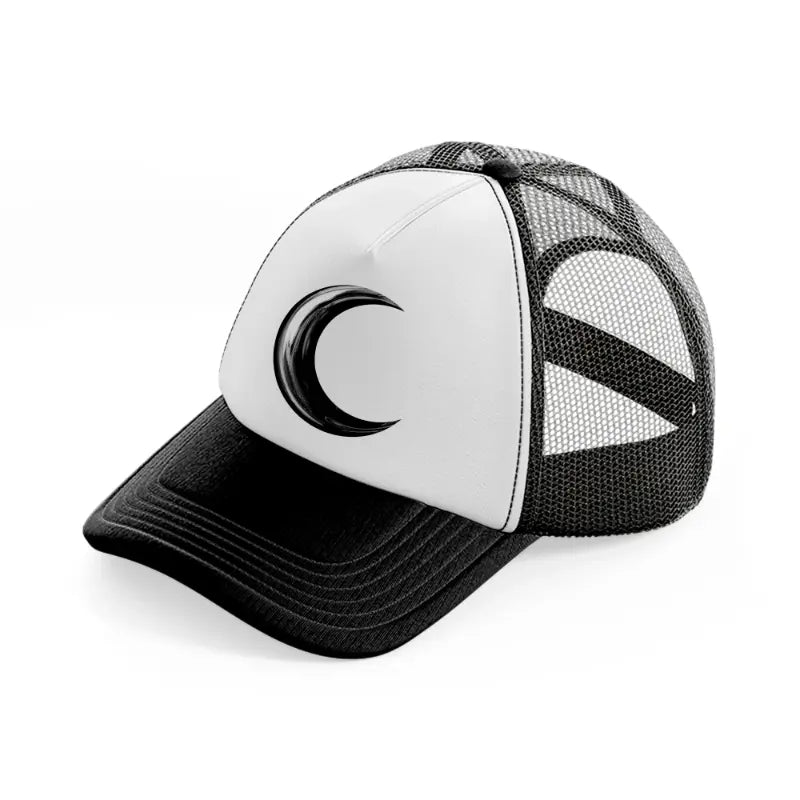 crescent moon-black-and-white-trucker-hat