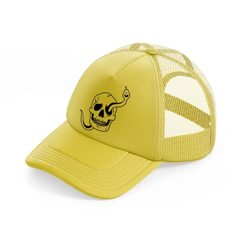 halloween skull-gold-trucker-hat