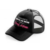 a black trucker hat