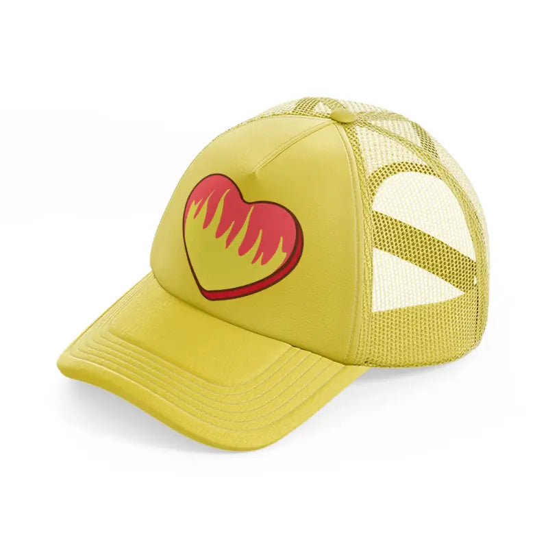 heart on fire gold trucker hat