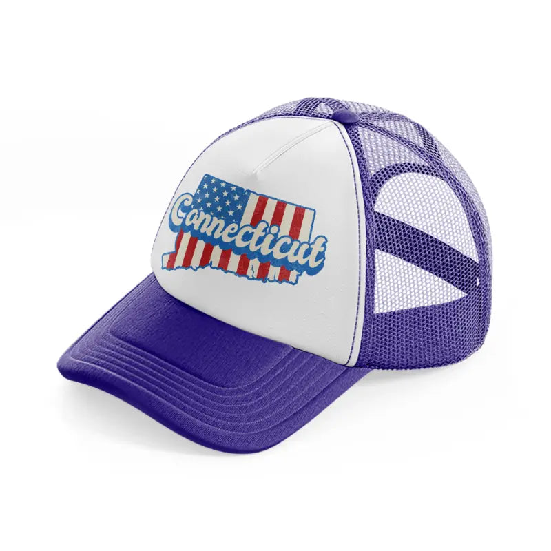 connecticut flag-purple-trucker-hat
