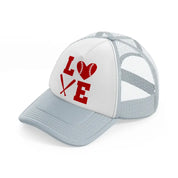 love baseball red grey trucker hat