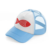 fish red sky blue trucker hat