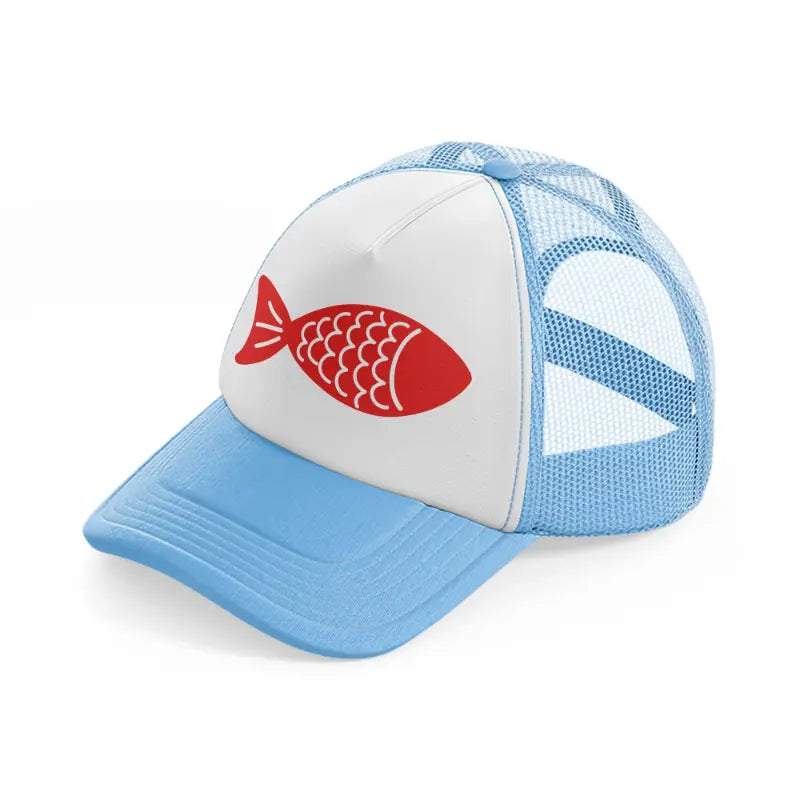 fish red-sky-blue-trucker-hat