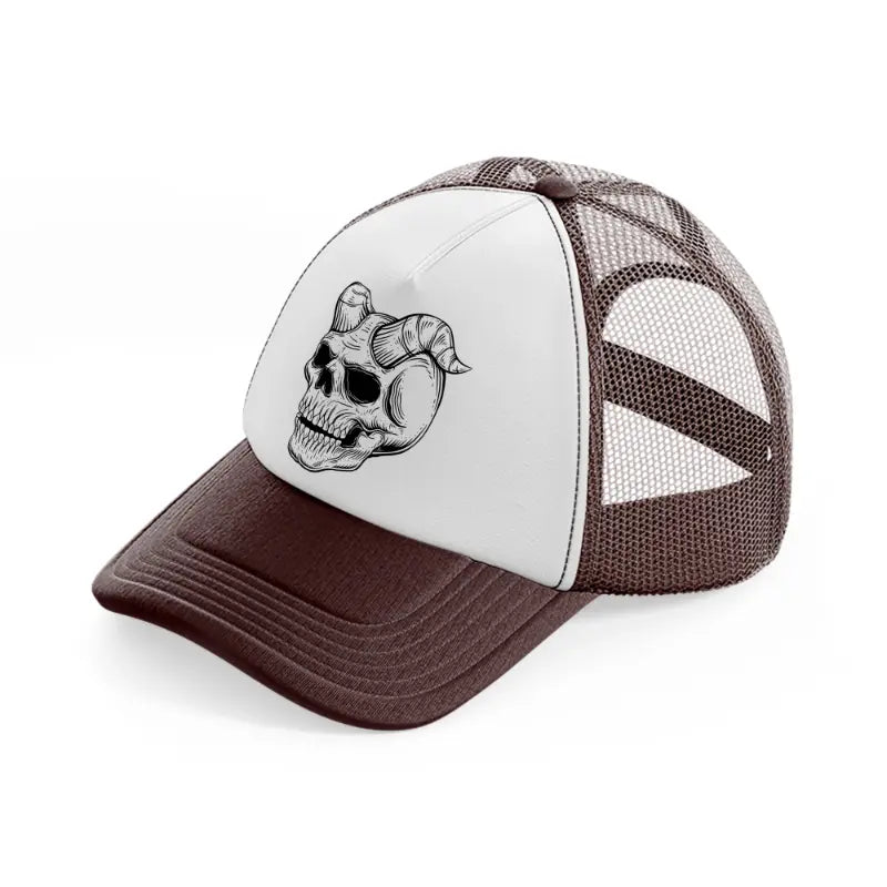 demon's skull brown trucker hat