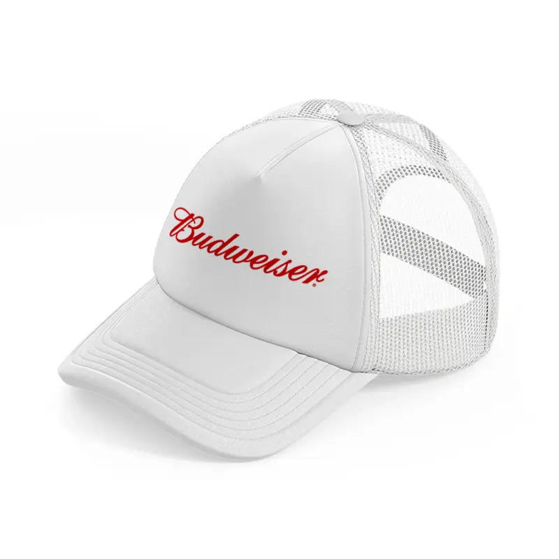 budweiser font white trucker hat