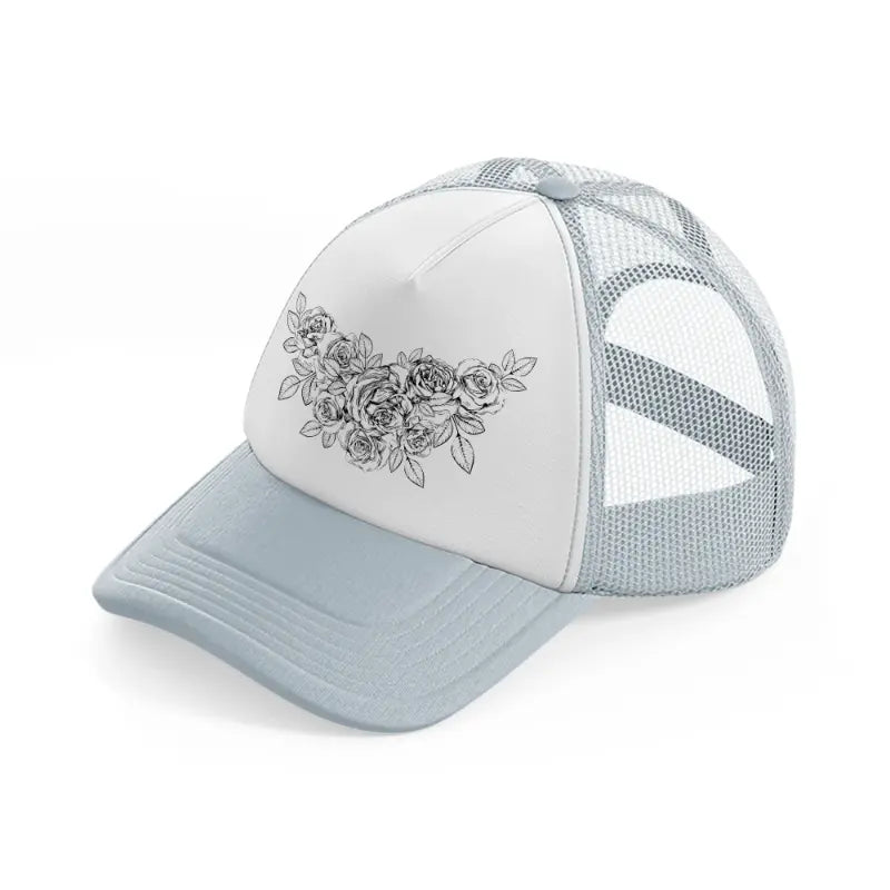 rose tattoo-grey-trucker-hat