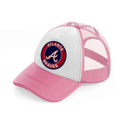 atlanta braves-pink-and-white-trucker-hat