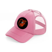 baltimore orioles black badge-pink-trucker-hat