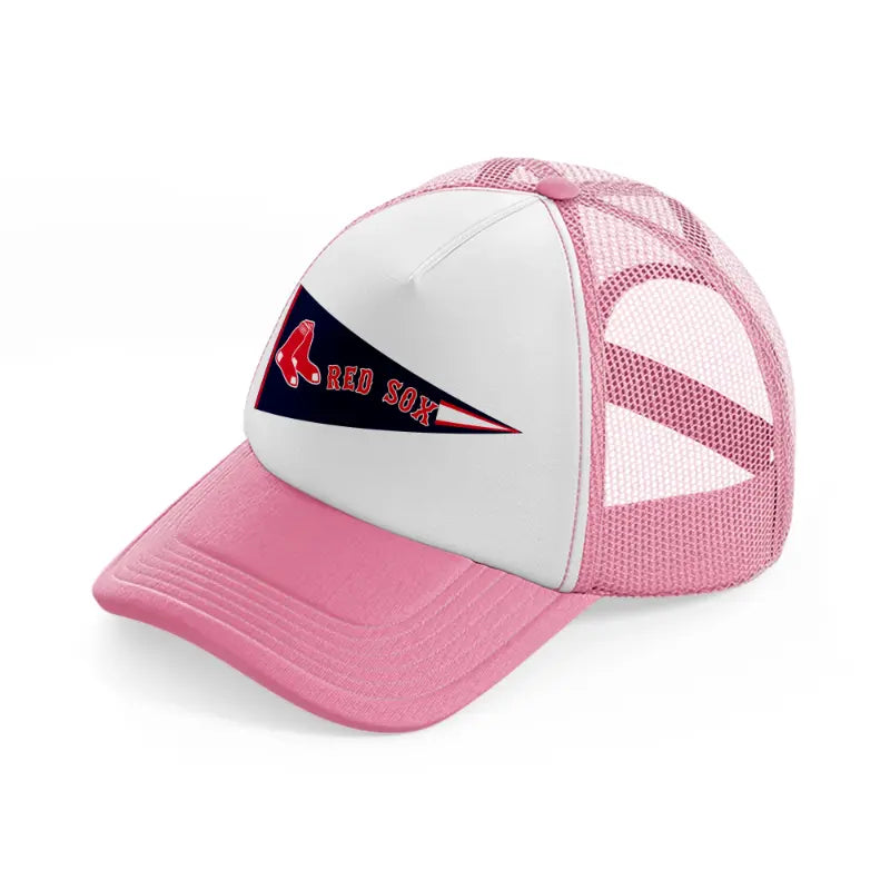 boston red sox flag-pink-and-white-trucker-hat