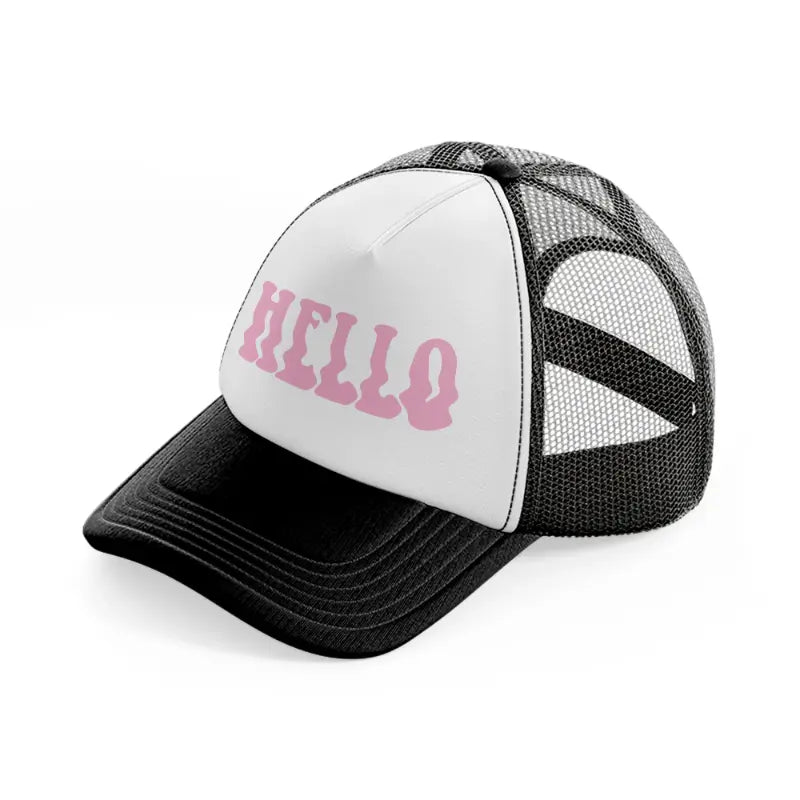 hello-black-and-white-trucker-hat