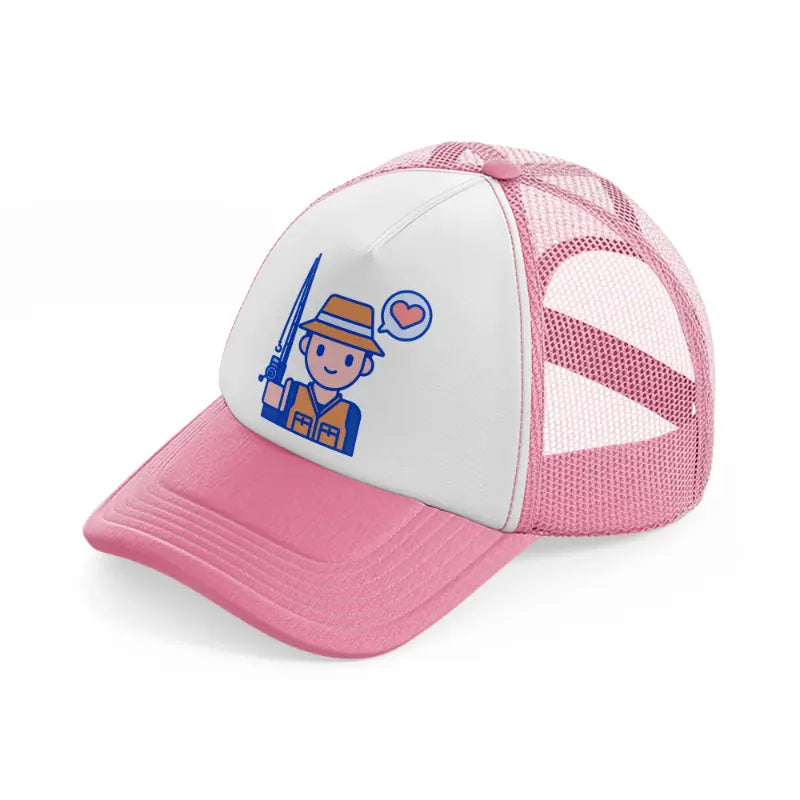 fisherman loves fishing pink and white trucker hat