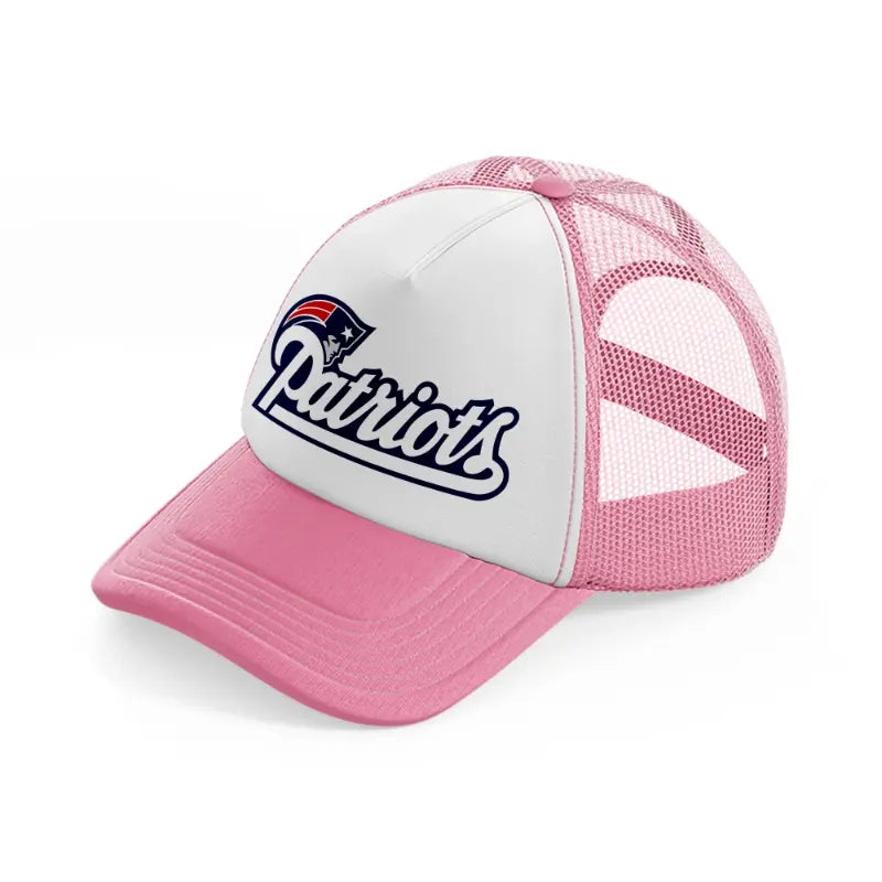 new england patriots logo-pink-and-white-trucker-hat