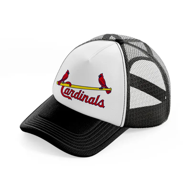 st louis cardinals vintage emblem-black-and-white-trucker-hat